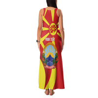 Macedonia National Day Family Matching Tank Maxi Dress and Hawaiian Shirt Makedonija Flag Curves Style