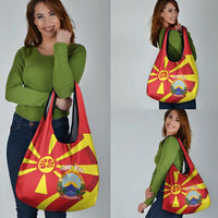Macedonia National Day Grocery Bag Makedonija Flag Curves Style