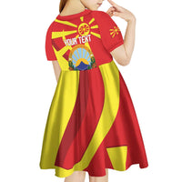 Macedonia National Day Kid Short Sleeve Dress Makedonija Flag Curves Style