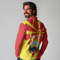 Macedonia National Day Long Sleeve Polo Shirt Makedonija Flag Curves Style