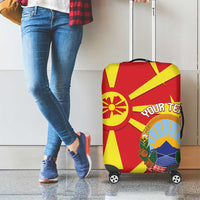 Macedonia National Day Luggage Cover Makedonija Flag Curves Style