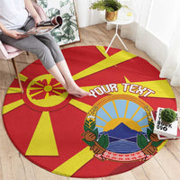 Macedonia National Day Round Carpet Makedonija Flag Curves Style