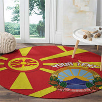 Macedonia National Day Round Carpet Makedonija Flag Curves Style