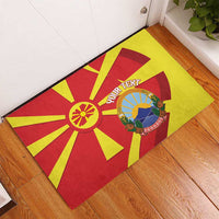 Macedonia National Day Rubber Doormat Makedonija Flag Curves Style