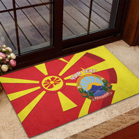 Macedonia National Day Rubber Doormat Makedonija Flag Curves Style