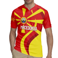 Macedonia National Day Rugby Jersey Makedonija Flag Curves Style