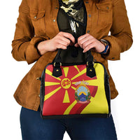 Macedonia National Day Shoulder Handbag Makedonija Flag Curves Style
