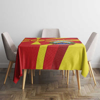 Macedonia National Day Tablecloth Makedonija Flag Curves Style