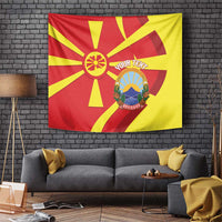 Macedonia National Day Tapestry Makedonija Flag Curves Style