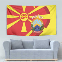 Macedonia National Day Tapestry Makedonija Flag Curves Style