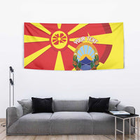 Macedonia National Day Tapestry Makedonija Flag Curves Style