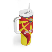 Macedonia National Day Tumbler With Handle Makedonija Flag Curves Style