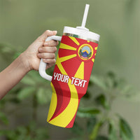 Macedonia National Day Tumbler With Handle Makedonija Flag Curves Style
