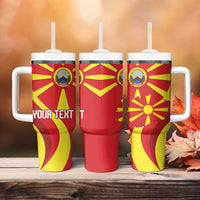 Macedonia National Day Tumbler With Handle Makedonija Flag Curves Style