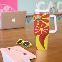 Macedonia National Day Tumbler With Handle Makedonija Flag Curves Style