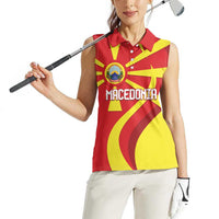 Macedonia National Day Women Sleeveless Polo Shirt Makedonija Flag Curves Style