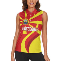 Macedonia National Day Women Sleeveless Polo Shirt Makedonija Flag Curves Style