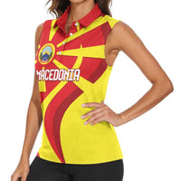 Macedonia National Day Women Sleeveless Polo Shirt Makedonija Flag Curves Style
