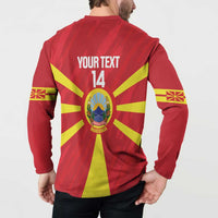 Custom Macedonia Football Button Sweatshirt Risovi Napred Makedonija
