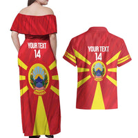 Custom Macedonia Football Couples Matching Off Shoulder Maxi Dress and Hawaiian Shirt Risovi Napred Makedonija