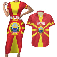 Custom Macedonia Football Couples Matching Short Sleeve Bodycon Dress and Hawaiian Shirt Risovi Napred Makedonija