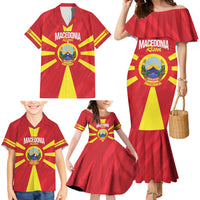 Custom Macedonia Football Family Matching Mermaid Dress and Hawaiian Shirt Risovi Napred Makedonija
