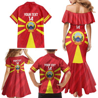 Custom Macedonia Football Family Matching Mermaid Dress and Hawaiian Shirt Risovi Napred Makedonija