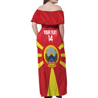 Custom Macedonia Football Family Matching Off Shoulder Maxi Dress and Hawaiian Shirt Risovi Napred Makedonija