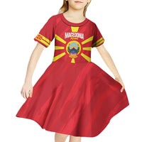 Custom Macedonia Football Kid Short Sleeve Dress Risovi Napred Makedonija