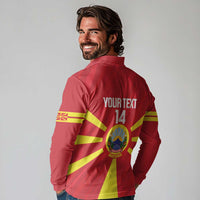 Custom Macedonia Football Long Sleeve Polo Shirt Risovi Napred Makedonija