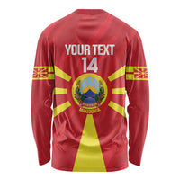 Custom Macedonia Football Long Sleeve Shirt Risovi Napred Makedonija