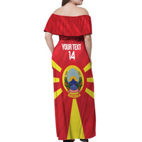Custom Macedonia Football Off Shoulder Maxi Dress Risovi Napred Makedonija
