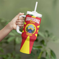 Custom Macedonia Football Tumbler With Handle Risovi Napred Makedonija
