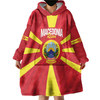 Custom Macedonia Football Wearable Blanket Hoodie Risovi Napred Makedonija