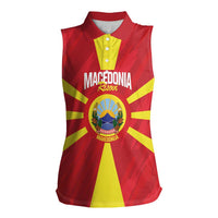 Custom Macedonia Football Women Sleeveless Polo Shirt Risovi Napred Makedonija