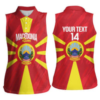 Custom Macedonia Football Women Sleeveless Polo Shirt Risovi Napred Makedonija