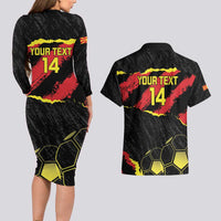 Custom Macedonia Football Couples Matching Long Sleeve Bodycon Dress and Hawaiian Shirt Go Champions Risovi