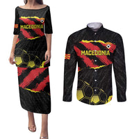 Custom Macedonia Football Couples Matching Puletasi and Long Sleeve Button Shirt Go Champions Risovi
