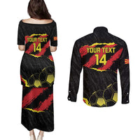 Custom Macedonia Football Couples Matching Puletasi and Long Sleeve Button Shirt Go Champions Risovi