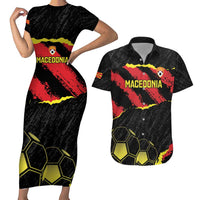 Custom Macedonia Football Couples Matching Short Sleeve Bodycon Dress and Hawaiian Shirt Go Champions Risovi