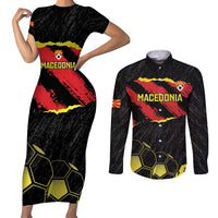 Custom Macedonia Football Couples Matching Short Sleeve Bodycon Dress and Long Sleeve Button Shirt Go Champions Risovi