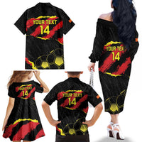 Custom Macedonia Football Family Matching Off The Shoulder Long Sleeve Dress and Hawaiian Shirt Go Champions Risovi