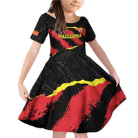 Custom Macedonia Football Family Matching Off Shoulder Short Dress and Hawaiian Shirt Go Champions Risovi