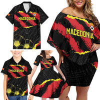 Custom Macedonia Football Family Matching Off Shoulder Short Dress and Hawaiian Shirt Go Champions Risovi