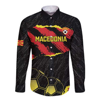 Custom Macedonia Football Long Sleeve Button Shirt Go Champions Risovi