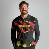 Custom Macedonia Football Long Sleeve Polo Shirt Go Champions Risovi