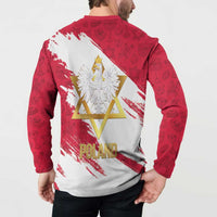 Jewish Festival Poland Button Sweatshirt Polska Eagle Star Of David