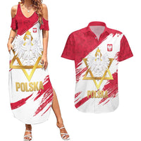 Jewish Festival Poland Couples Matching Summer Maxi Dress and Hawaiian Shirt Polska Eagle Star Of David