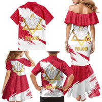 Jewish Festival Poland Family Matching Mermaid Dress and Hawaiian Shirt Polska Eagle Star Of David