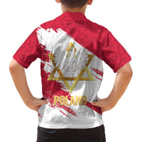 Jewish Festival Poland Family Matching Off Shoulder Short Dress and Hawaiian Shirt Polska Eagle Star Of David